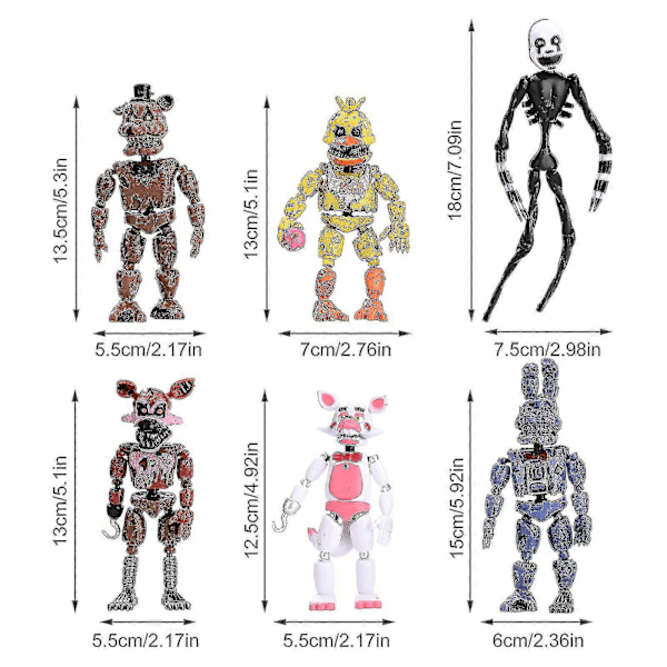 6 stk. Five Nights At Freddy's Actionfigurer Fnaf Legetøj til Børn Gave Bedst