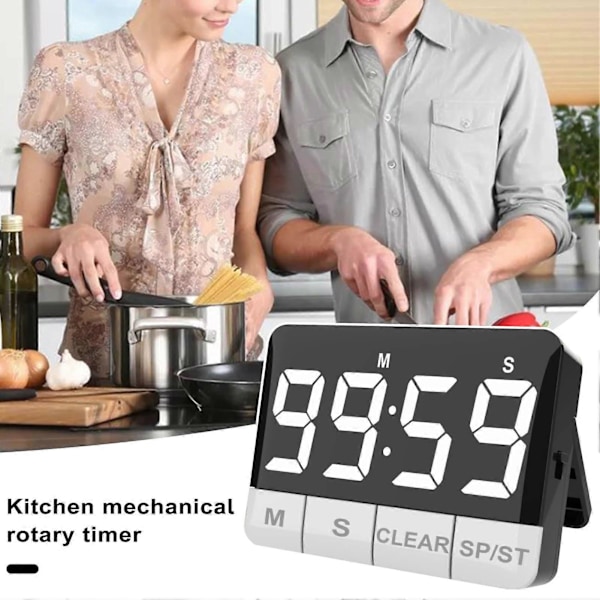 Kökstimer 120dB Högt Alarm Stor LED-Display Energisparande Magnetisk Nedräkning Multifunktionell Portabel Timer