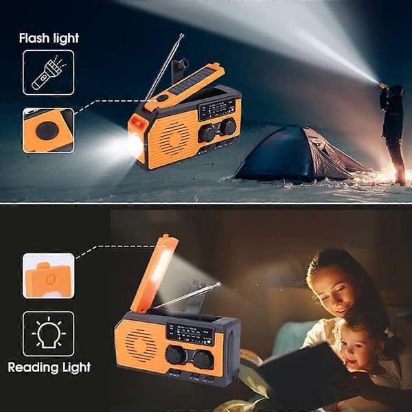 Handvevsradio med batteri, nödutrustning för vandring och camping