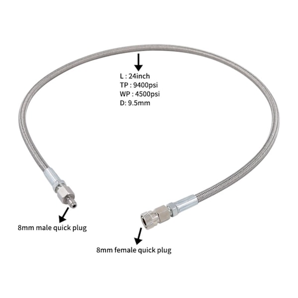 Korkeapaine PCP Ilmasäiliö Letku Säiliön Täyttöaseman Letku 8mm Kierreputki 60cm