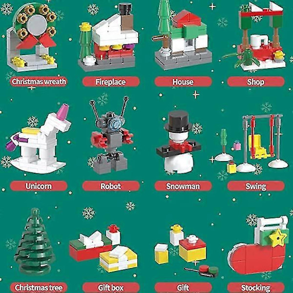 24 Overraskelser Julebygninger Jul Serie Arkitektur Byggekit Klemmeklodser Modelbyggeri Konstruktion Legetøj Blind Box Legetøj