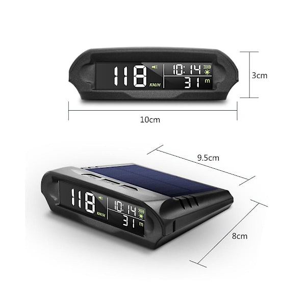 Universal Hud X 98 Bilsol Digital Måler Gps Speedometer Overspeed Alarm Afstand Højde