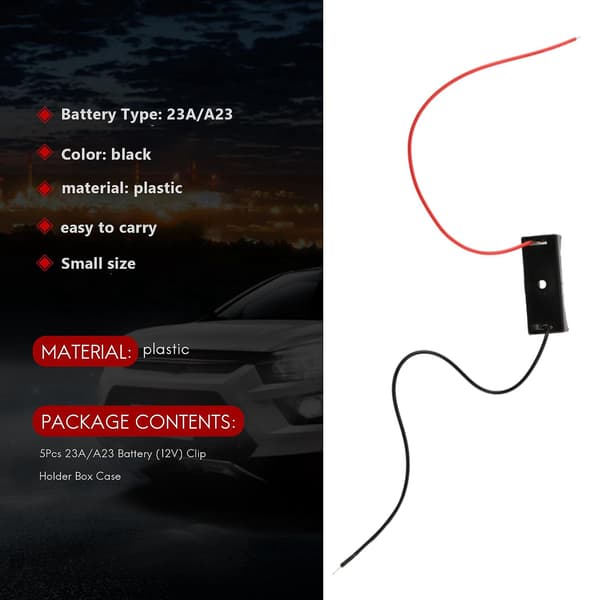 5 stk. 23A/A23 Batteri (12V) Klipsholderboks Sort