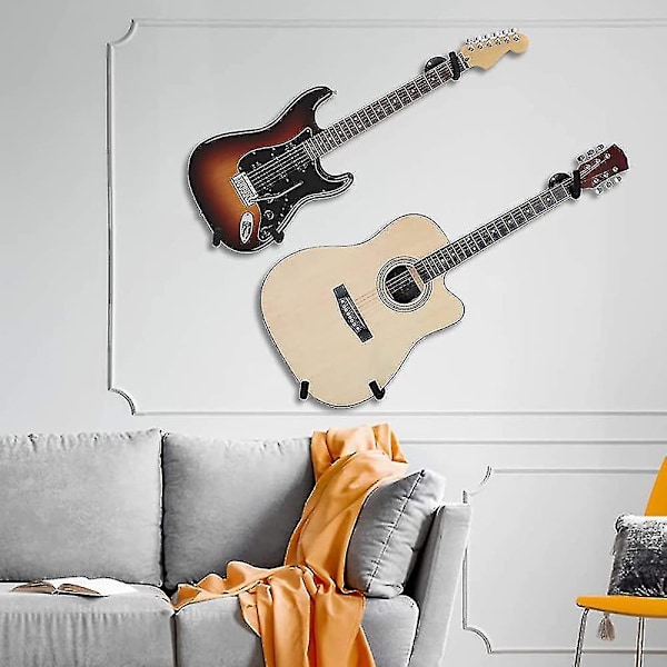 Horisontell Gitarrväggfäste, Lutande Gitarrhängare, Horisontell Väggfäste för Akustisk Klassisk eller Elektrisk Gitarr, Ukulele, Banjo, Mandolin -SJL