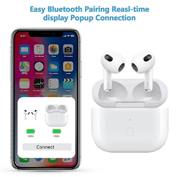Trådlöst laddningsfodral kompatibelt med AirPods 3:e generationens laddningsfodral med snabbladdning och Bluetooth-parningsknapp