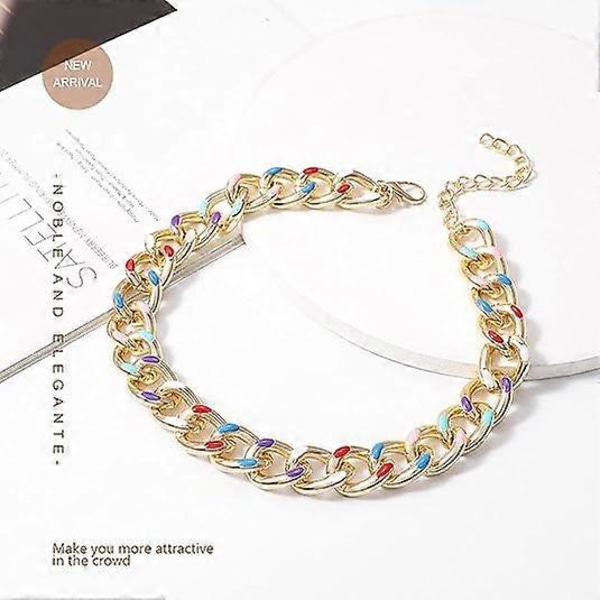 Boho Choker Halskjede Gull Kubansk Lenke Halskjeder Kjede Mote Smykker for Kvinner og Jenter