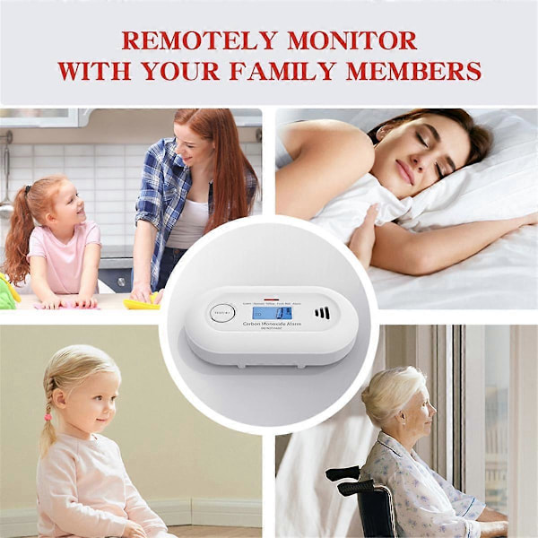 WiFi Smart Kolmonoxidlarm, WiFi CO Gasdetektor med Tuya App-kontroll, 10 års batteritid, E