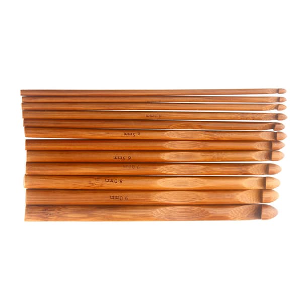 12-piece bamboo knitting needles in various sizes, smooth surface, round crochet hooks for knitting sweaters and DIY crafts