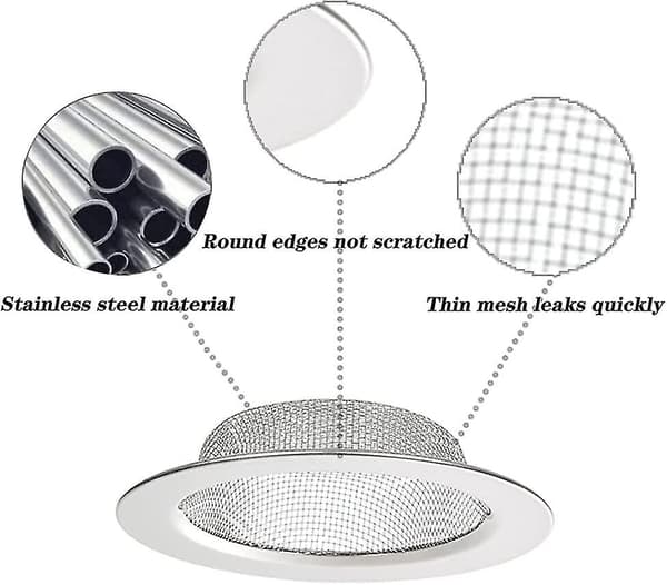 2-pack Avloppssil, Rostfritt Stål, Avloppssil, Duschsil, Handfatssil, Avloppssil för Dusch, Badkar, Kök