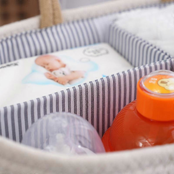 Förvaringskorg i bomullsrep för babyblöjor, till barnrummet, bilen och skötbordsorganisation
