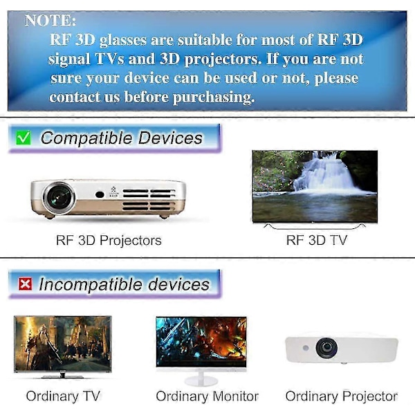 Laderbare Bluetooth RF 3D Aktive Briller for Sony 3D TV-projektorer TDG-BT500A