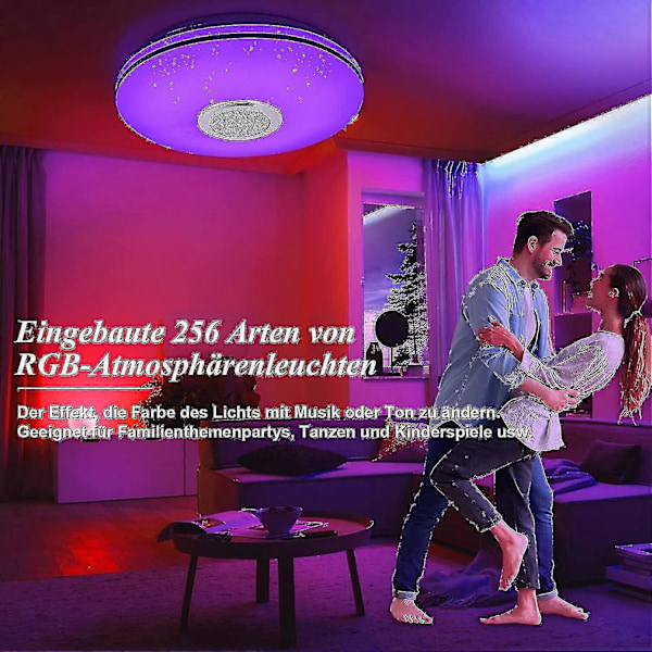 LED Loftlampe Dæmpbar RGB Farveskiftende Med Bluetooth Højttaler, LED Lampe Til Køkken, Børneværelse, Soveværelse, Stue TA