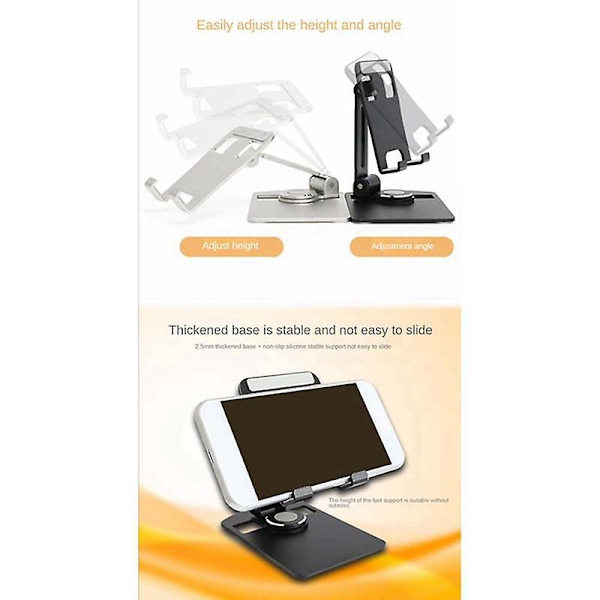 Multifunksjonell Dobbel Foldsbar Mobiltelefon Stativ i Aluminium Legering Roterbar Lat Mobiltelefon Tabl