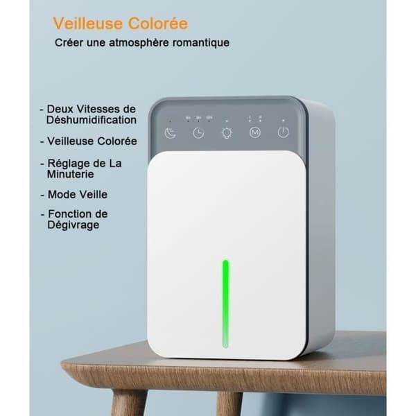 Luftavfukter, elektrisk avfukter med LCD-skjerm, 12-timers timer, 2 moduser, automatisk avslåing, LUFTAVFUKTER