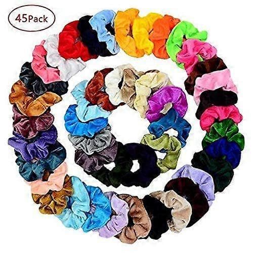 2025 Seneste Model 45 stk. Hår Scrunchies Fløjl Elastikker Hårbånd Scrunchy Hår Elastikker Reb
