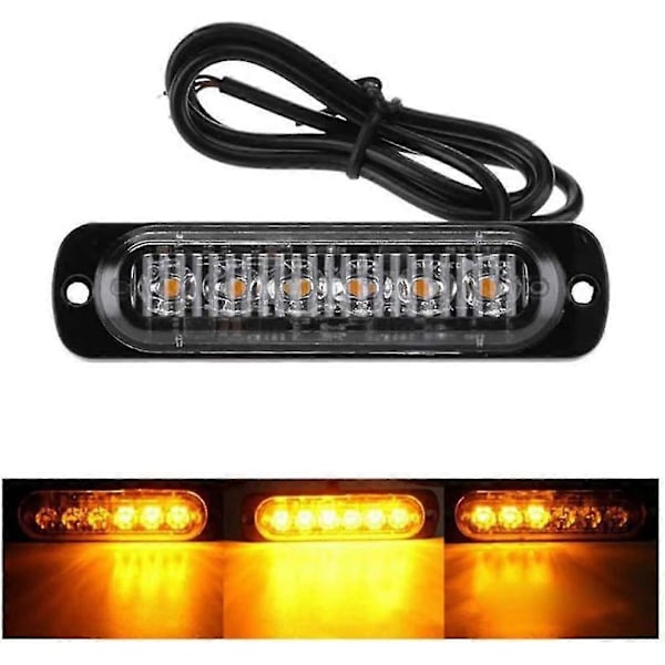 4 stk. Nødblink til Køretøjer Lastbiler Nødsignal Advarselsblink Fare Blink Strobe Blink 6 LED Overflademontering Vandtæt