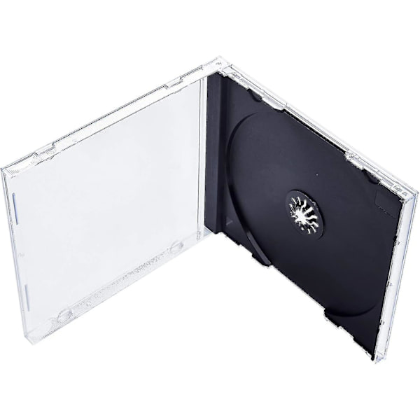 5-pack Standard Enkelt Transparent CD-fodral med Monterad Svart Bricka