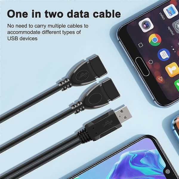USB 2.0A Han til 2 Dobbelt USB Hun Jack Y Splitter Fordeler Adapter Kabel