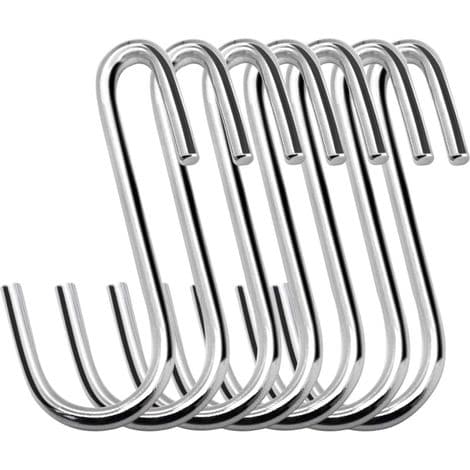 20-pack robusta 6 cm S-formade krokar för kök, badrum, sovrum och kontor (20-pack, små, silver)