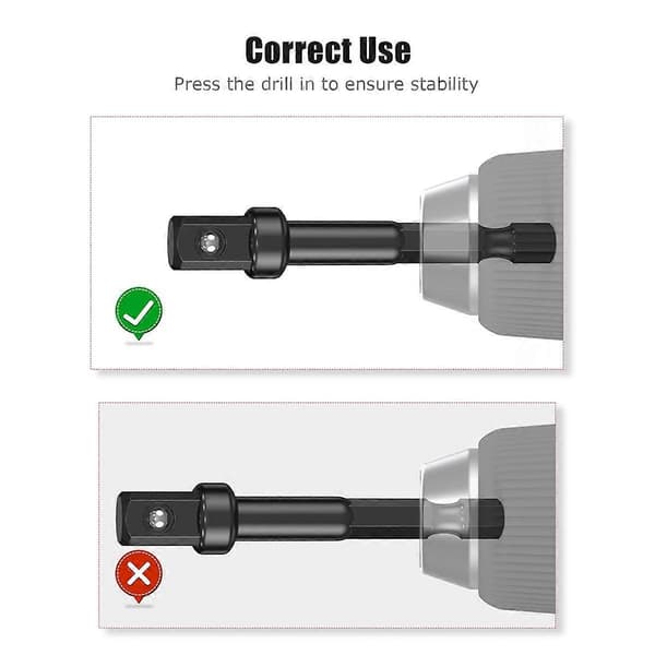 3/8 Impact Adapter, 10-pakning 3/8 Socket Adapter 1/4 tomme til 3/8 Socket Adapter Kit for Impact Driver