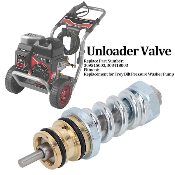 Aflastningsventilsamling 309515003 Højstyrke udskiftning til Troy Bilt Trykvaskerpumpe