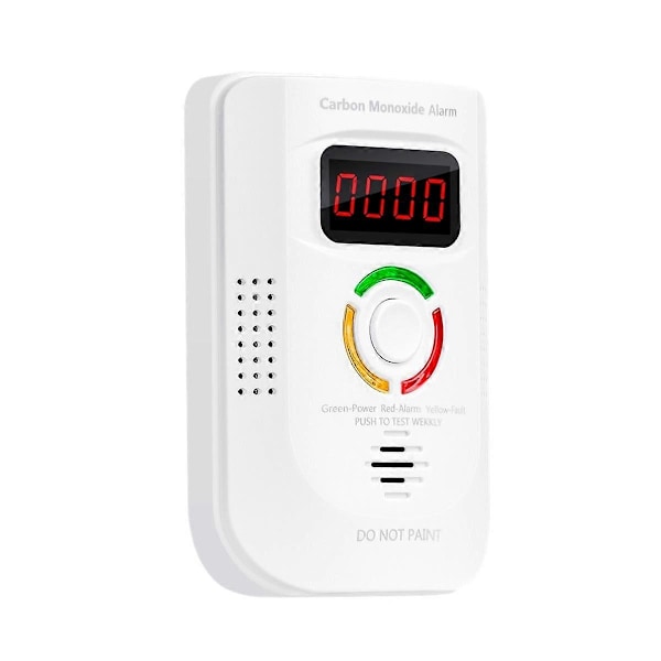 Kolmonoxid Detektor Alarm Fotoelektrisk Sensor LCD Plug-in CO Förgiftnings Siren Ljud+Blixt Varning EU-kontakt