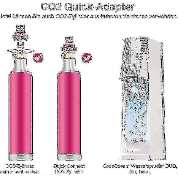 Hurtigkobling CO2-adapter kompatibel Sodastream vandsprinkler Duo Art, Terra, Tr21-4 Jnnjv