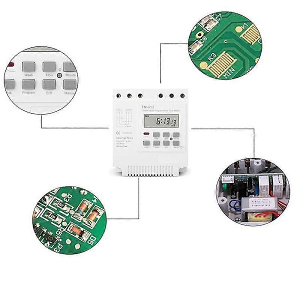 Trefas 380V 415V TIMER Programmerbar Strömbrytare med Bakgrundsbelysning
