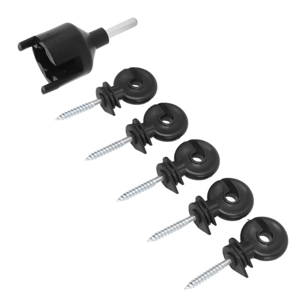 50-pack Electric Fence Insulators, Screw-in Ring Post Insulators for Wooden Posts with Socket Wrench Tool