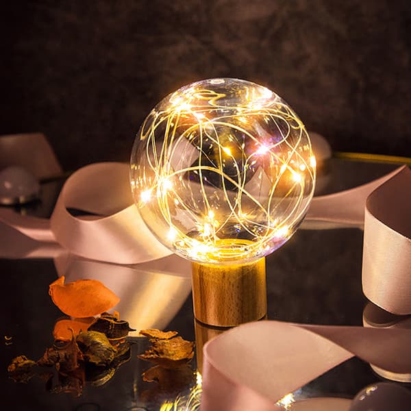 New LED Lamp with Wooden Base Romantic Lamp Home Decor