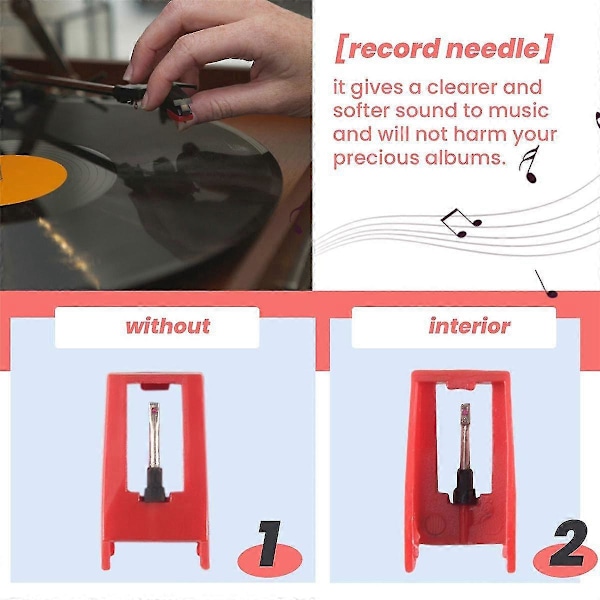 4 stk. Grammofonnåle, Universal udskiftningsnåle til vinylpladespillere