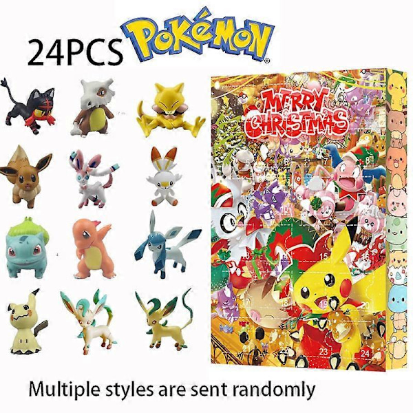 24 Pocket Monsters Julegave Nedtellingskalender Gaveboks, Pet Elf Jule Blindboks 24stk(J)