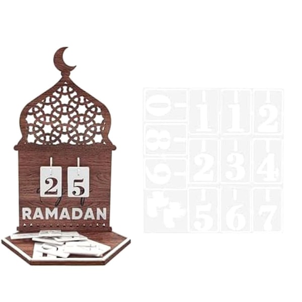 Ramadan Kalender Eid Dekoration DIY Ramadan Dekoration Lavet af Træ Ramadan Kalender Nedtællingskalender Ornament