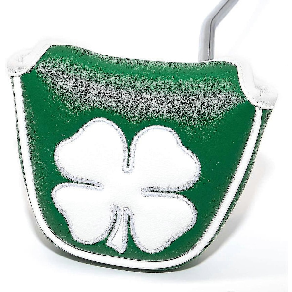 Golf Green Vit Shamrock Golf Headcover Huvudskydd Magnetisk Mallet Putter Klubbskydd