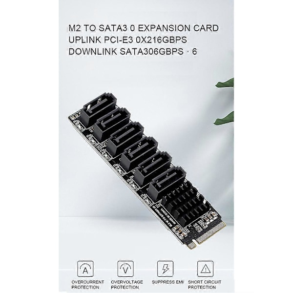 SATA Adapterkort Tilbehør 5 Ports SATA3.0 Udvidelseskort til SATA III 6GB/S M.2 NVME PCIe Comput