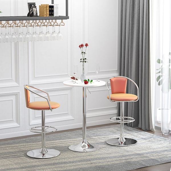 HOMCOM 60cm Justerbar Höjd Rund Barbord med Vridbar Skiva Vit