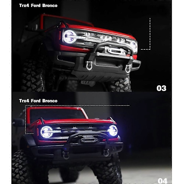 LED Ljussystem Fram & Bak Lampgrupp för TRX4 2021 1/10 RC Crawler Bil Blinkers Bromsljus