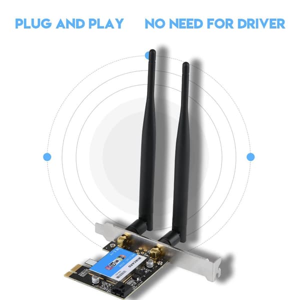 Dualband 2.4G/5G PCIe Network Card with 433Mbps Speed for Desktop Computer