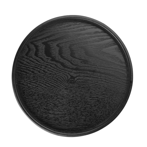 Rund Form Massivt Trä Te Kaffe Mellanmål Mat Serveringsbricka Tallrik Restaurangbrickor 30cm