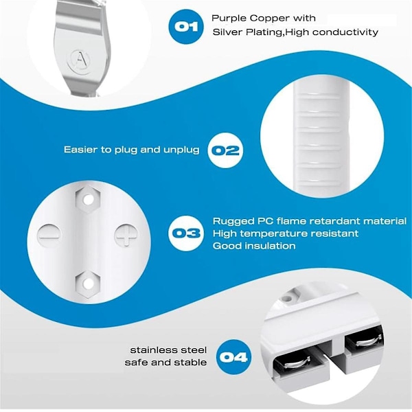 Anderson Connector, 350 Amp Batteri Hurtigfrakobling 2/0AWG 600V Højtydende Træk-Ledningskit (2-pak)