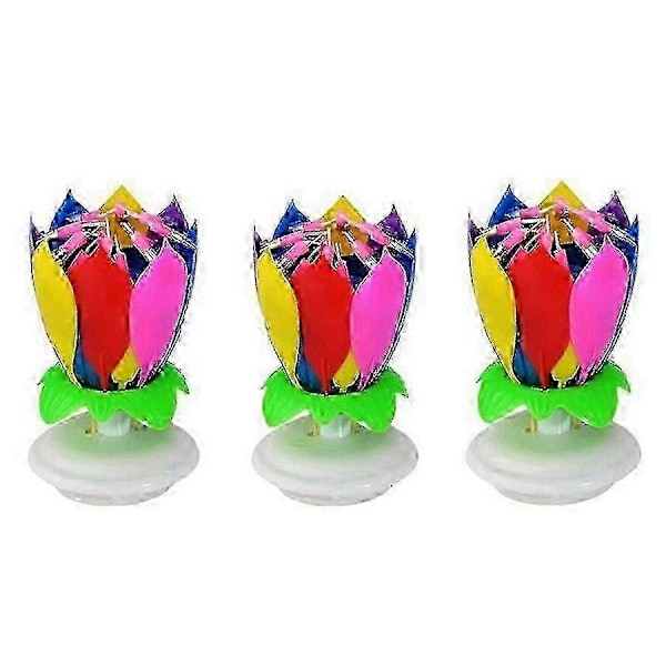 3-pack Musikaliskt Födelsedagsljus Flerfärgat Musikaliskt Ljus Lotus Rotation Färgglad Musik Födelsedagsljus - Yvan