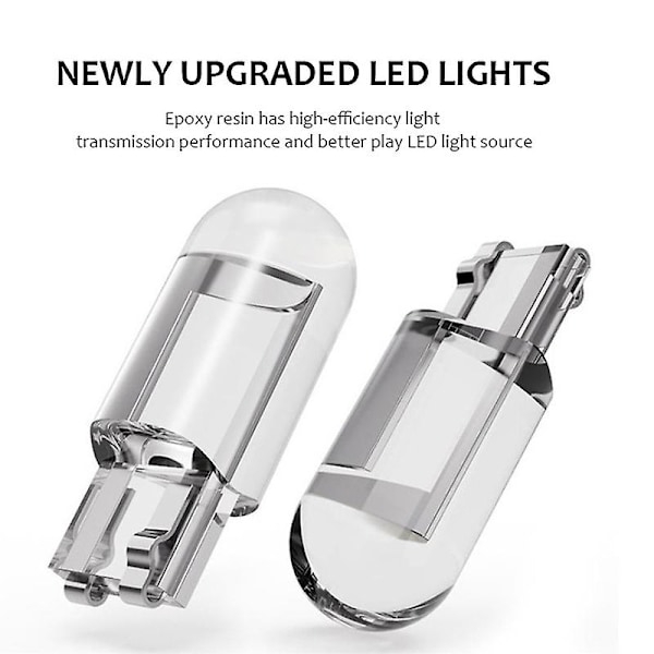 10 st T10 W5W COB LED-lampor för bil, läslampa, kupollampa, positionsljus, skyltbelysning, 168 194 192 DC 12V vit