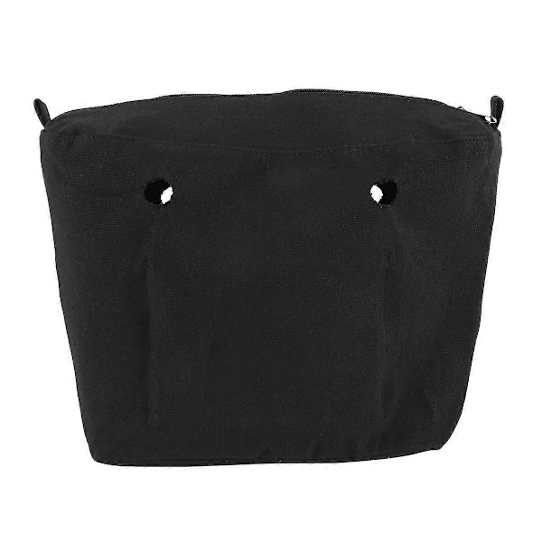 Två Storlekar Vattentät Solid Canvas Insats Innerfoder Insats Dragkedja Ficka för Obag O Bag handväska väska Svart Mini