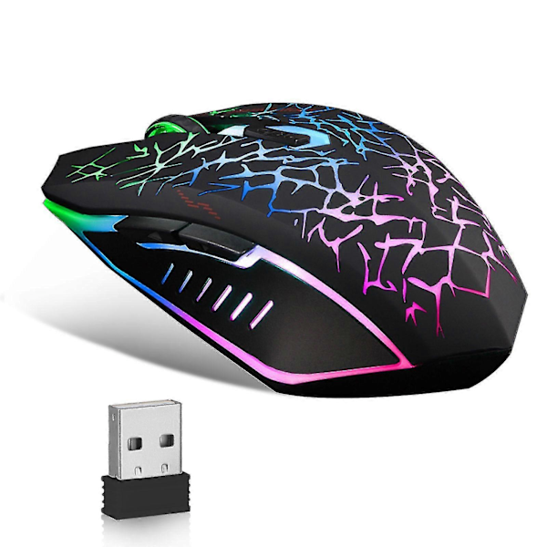 Trådløs Gaming Mus, Tsv Genopladelig Usb Mus Med 6 Knapper 7 Skiftende Led Farve Ergonomisk Til Pc Computer Laptop Gaming Spillere