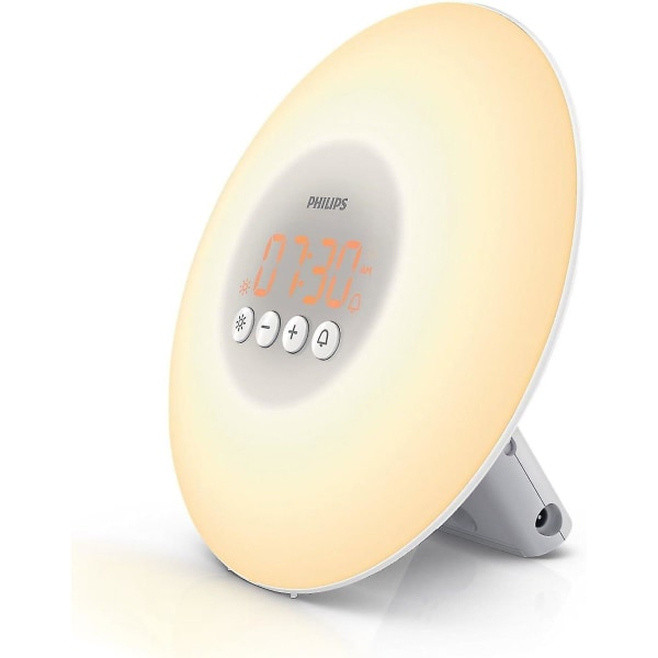 Philips Wake-up Light - Vakna mer utvilad, mindre stressad - Simulerad soluppgång - 2 naturliga väckningsljud - Med 10 ljusintensiteter - FM-radio - Läslampa