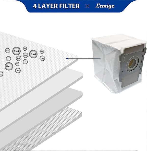 Nirvana 10-pack dammsugarpåsar för iRobot i7E5E6-serien Clean Base automatisk dammutsugning