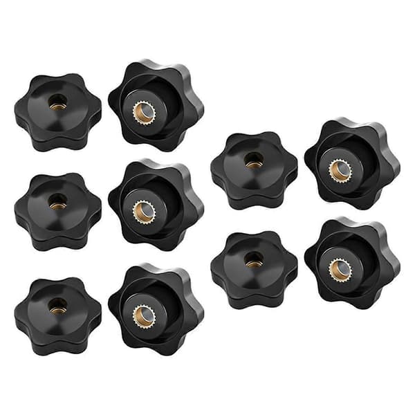 10-pack plommonblomformade handåtdragande gummimutterar svarta stjärnmutterar för mekanisk åtdragning