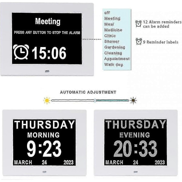 Demens Klocka - Stor Digital Kalender För Seniorer