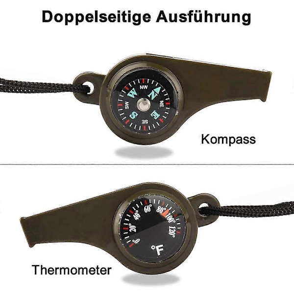 3-pack Nödsignalvissla för Överlevnad - Multifunktionella Utomhusvisslor