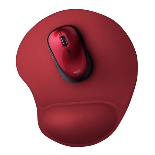 Ergonomisk musematte, gel håndleddsstøtte, sklisikker mikrofiberoverflate – PC-skrivebordskomfort – Rød